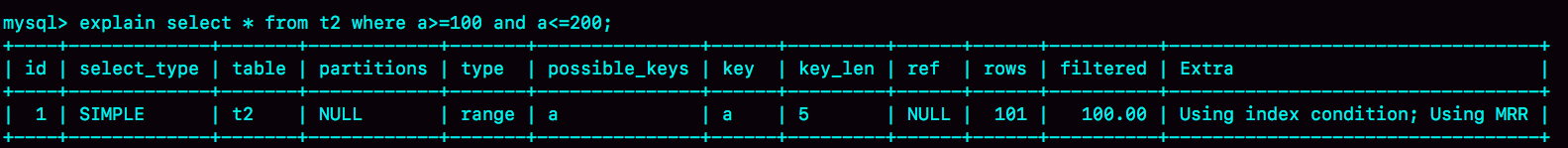 MRR 执行流程的 explain 结果